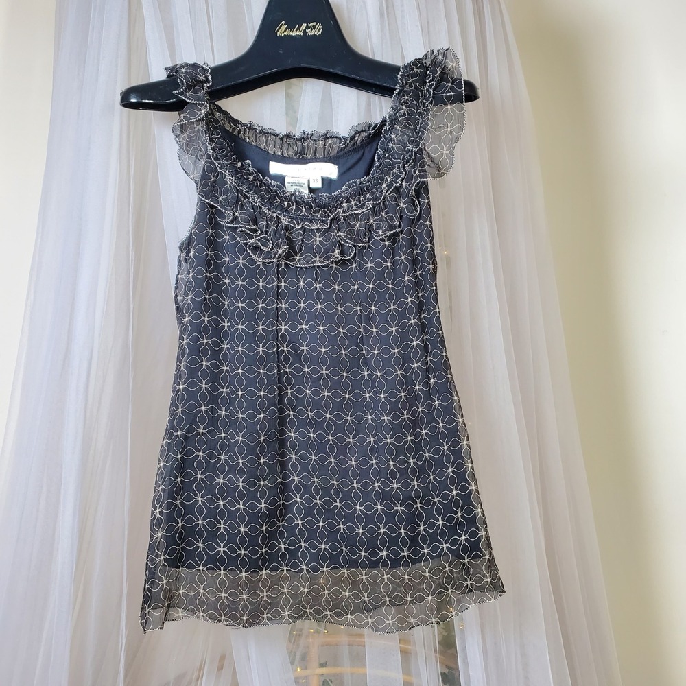 Silk Chiffon Whimsgoth Ruffle Tank Lined Feminine Party Resort Size XS Office